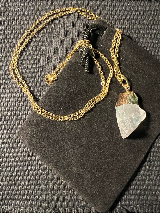 Jewelry - Clear Quartz Gold-Dipped Crystal Pendant Necklace